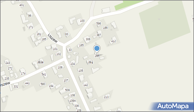 Uszew, Uszew, 285, mapa Uszew