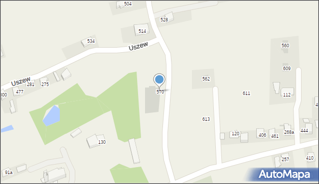 Uszew, Uszew, 570, mapa Uszew