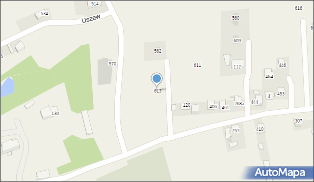 Uszew, Uszew, 613, mapa Uszew