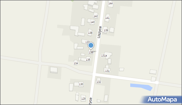 Uszyce, Uszyce, 136, mapa Uszyce