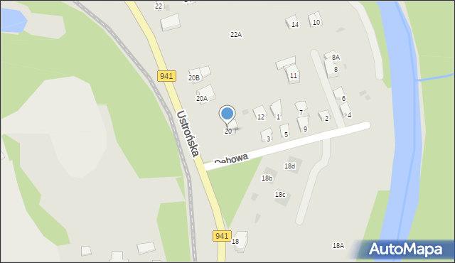 Wisła, Ustrońska, 20, mapa Wisła