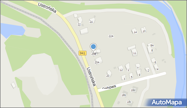 Wisła, Ustrońska, 20B, mapa Wisła