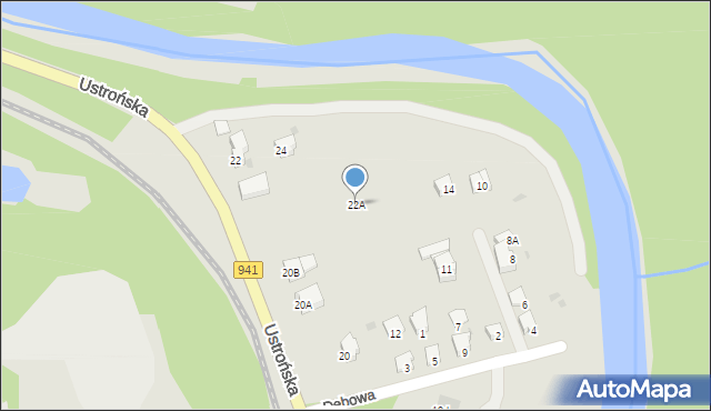 Wisła, Ustrońska, 22A, mapa Wisła