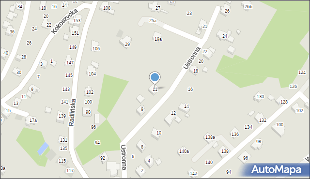 Wodzisław Śląski, Ustronna, 11, mapa Wodzisławia Śląskiego