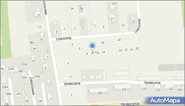 Zaborówek, Ustronna, 10, mapa Zaborówek