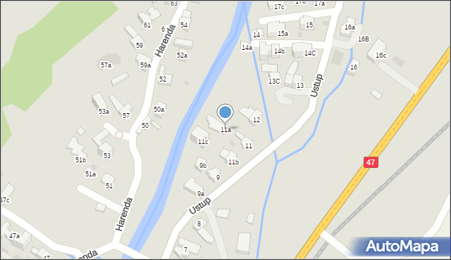 Zakopane, Ustup, 11a, mapa Zakopanego