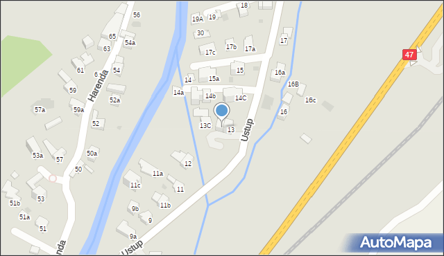 Zakopane, Ustup, 13B, mapa Zakopanego