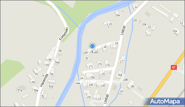 Zakopane, Ustup, 19c, mapa Zakopanego