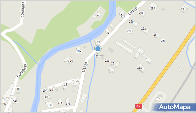 Zakopane, Ustup, 22c, mapa Zakopanego