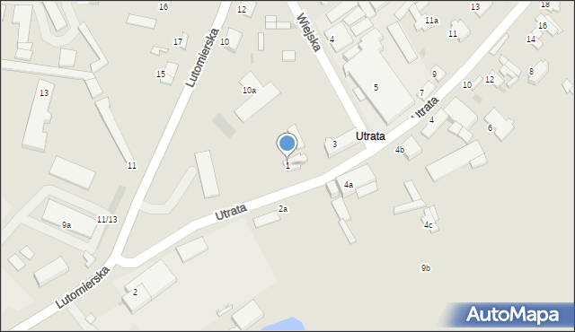 Łask, Utrata, 1, mapa Łask