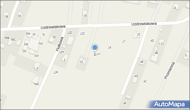 Dąbrowica, Uzdrowiskowa, 21, mapa Dąbrowica