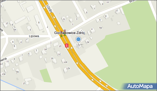 Goczałkowice-Zdrój, Uzdrowiskowa, 23, mapa Goczałkowice-Zdrój