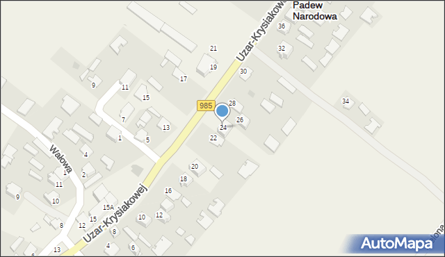 Padew Narodowa, Uzar-Krysiakowej Ludwiki, 24, mapa Padew Narodowa