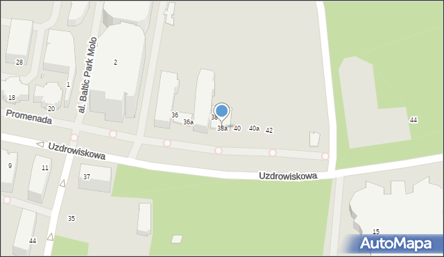 Świnoujście, Uzdrowiskowa, 38a, mapa Świnoujście