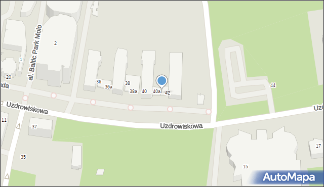 Świnoujście, Uzdrowiskowa, 42a, mapa Świnoujście