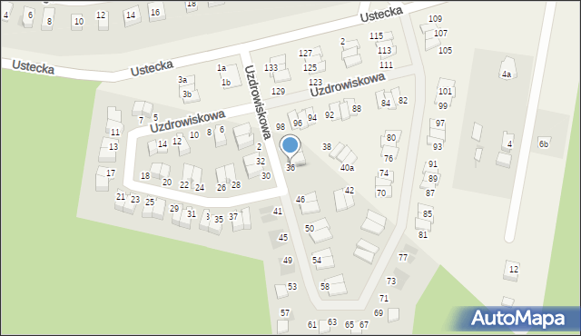 Ustka, Uzdrowiskowa, 36, mapa Ustka