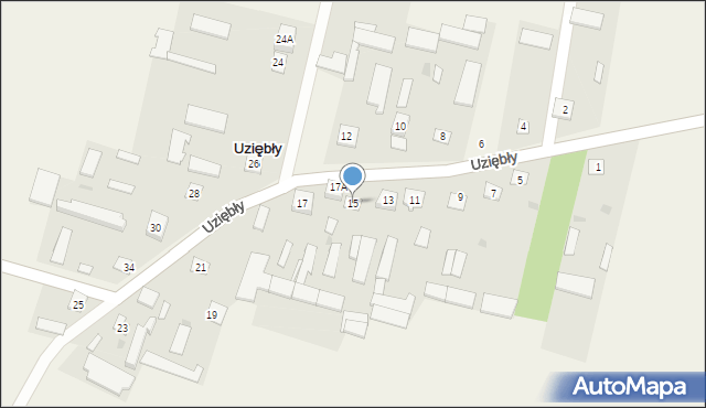 Uziębły, Uziębły, 15, mapa Uziębły