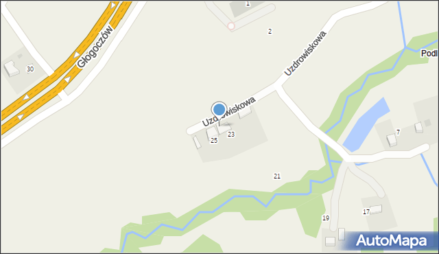 Włosań, Uzdrowiskowa, 25a, mapa Włosań