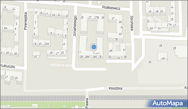Wrocław, Uznańskiego Adama, 26B, mapa Wrocławia