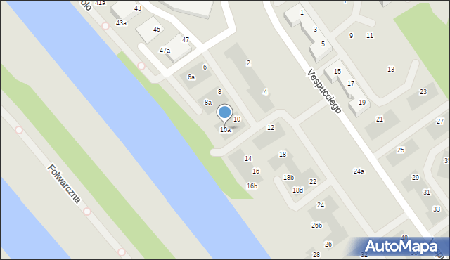 Wrocław, Vespucciego Ameriga, 10a, mapa Wrocławia