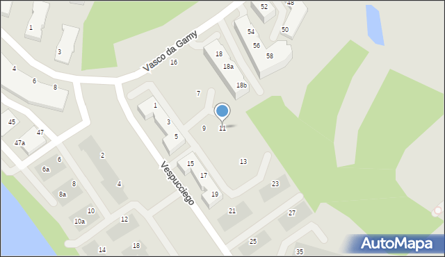 Wrocław, Vespucciego Ameriga, 11, mapa Wrocławia