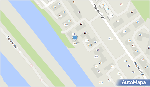 Wrocław, Vespucciego Ameriga, 16b, mapa Wrocławia