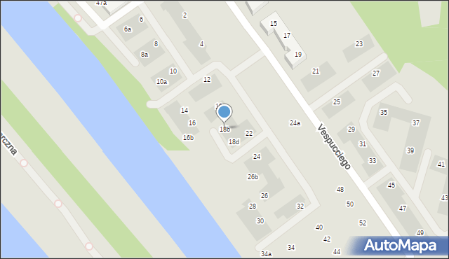 Wrocław, Vespucciego Ameriga, 18b, mapa Wrocławia