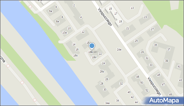 Wrocław, Vespucciego Ameriga, 18c, mapa Wrocławia