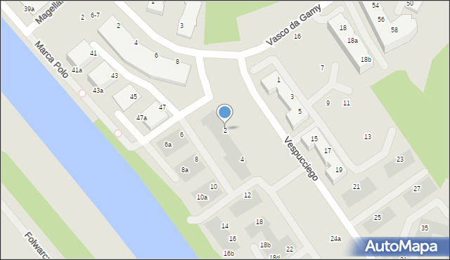 Wrocław, Vespucciego Ameriga, 2, mapa Wrocławia