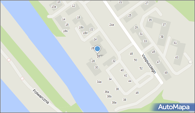 Wrocław, Vespucciego Ameriga, 26d, mapa Wrocławia