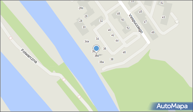 Wrocław, Vespucciego Ameriga, 36b, mapa Wrocławia