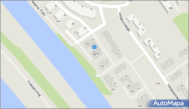 Wrocław, Vespucciego Ameriga, 8a, mapa Wrocławia