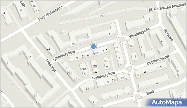 Warszawa, Villardczyków, 15, mapa Warszawy