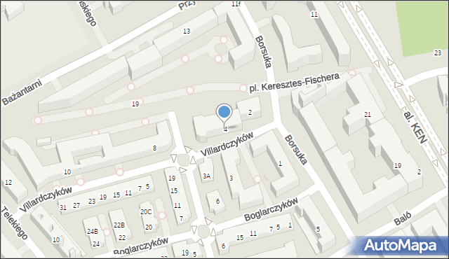 Warszawa, Villardczyków, 4, mapa Warszawy