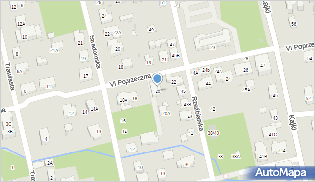 Warszawa, VI Poprzeczna, 20, mapa Warszawy