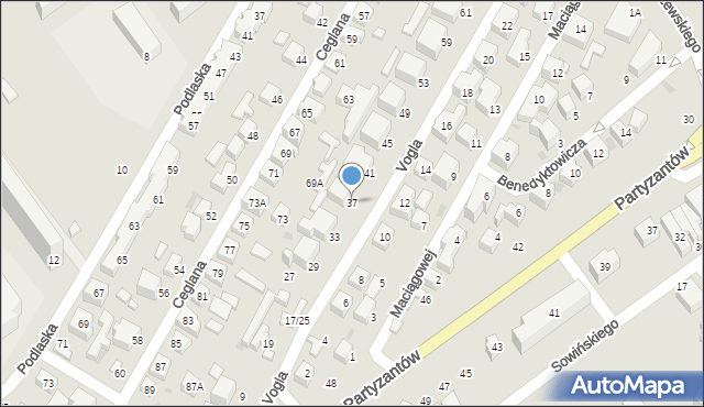 Siedlce, Vogla Zygmunta, 37, mapa Siedlce