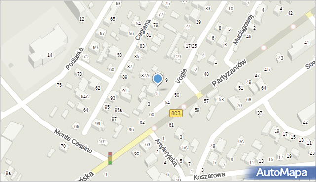 Siedlce, Vogla Zygmunta, 7, mapa Siedlce