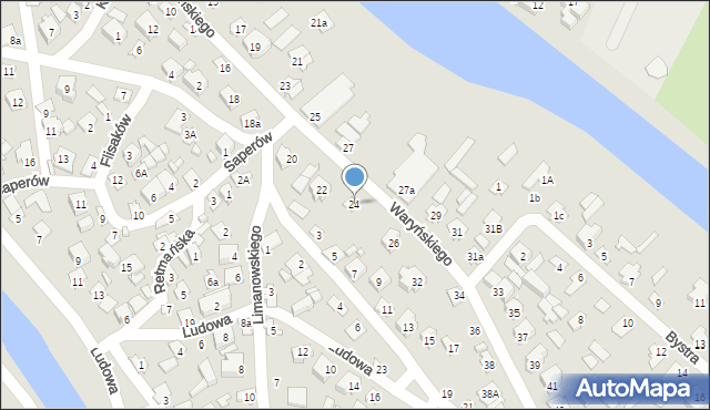 Augustów, Waryńskiego Ludwika, 24, mapa Augustów
