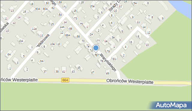 Augustów, Waryńskiego Ludwika, 76, mapa Augustów