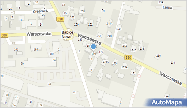 Babice Nowe, Warszawska, 179, mapa Babice Nowe