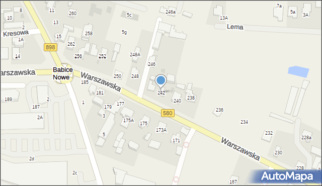 Babice Nowe, Warszawska, 242, mapa Babice Nowe
