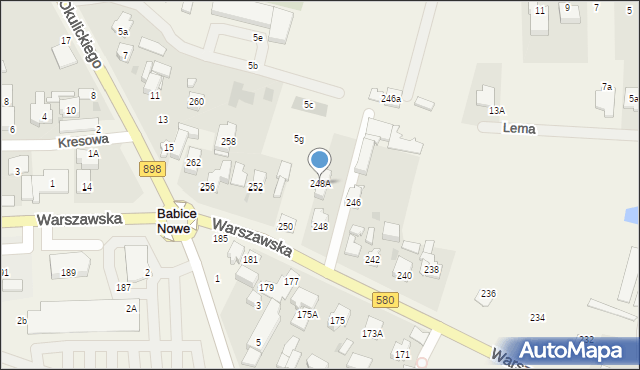 Babice Nowe, Warszawska, 248A, mapa Babice Nowe