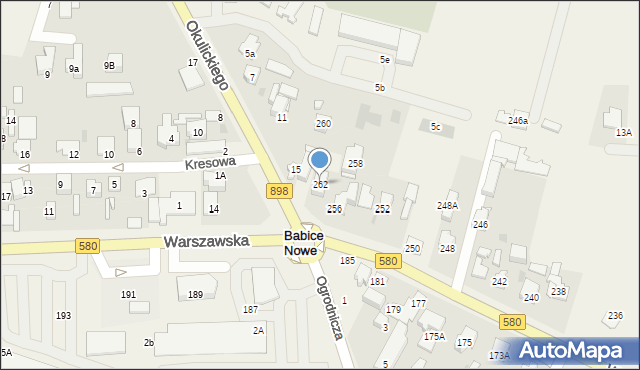 Babice Nowe, Warszawska, 262, mapa Babice Nowe