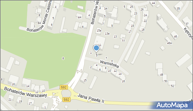 Bartoszyce, Warmińska, 3, mapa Bartoszyce