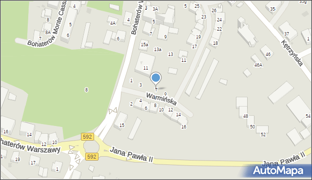 Bartoszyce, Warmińska, 7, mapa Bartoszyce
