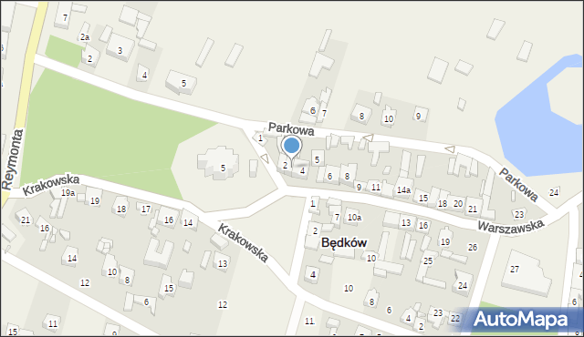 Będków, Warszawska, 3, mapa Będków