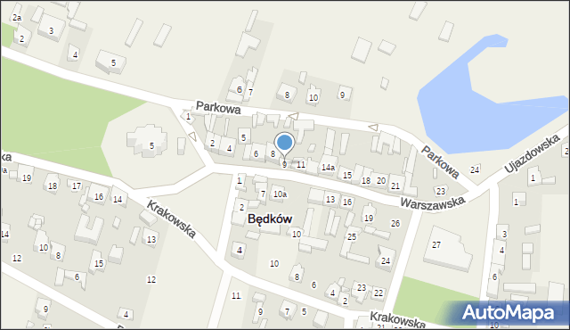 Będków, Warszawska, 9, mapa Będków