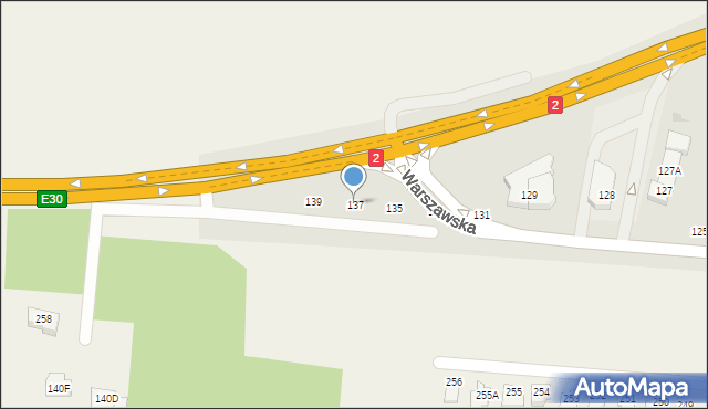 Biała Podlaska, Warszawska, 137, mapa Białej Podlaskiej