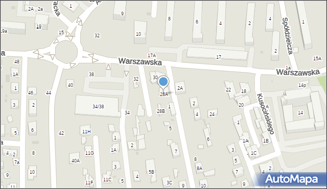 Biała Podlaska, Warszawska, 28A, mapa Białej Podlaskiej