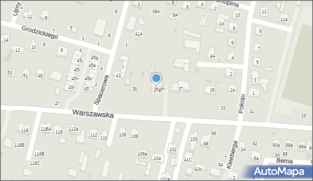Biała Podlaska, Warszawska, 37a, mapa Białej Podlaskiej